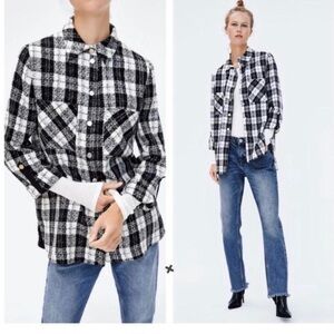 Zara white and black overshirt jacket